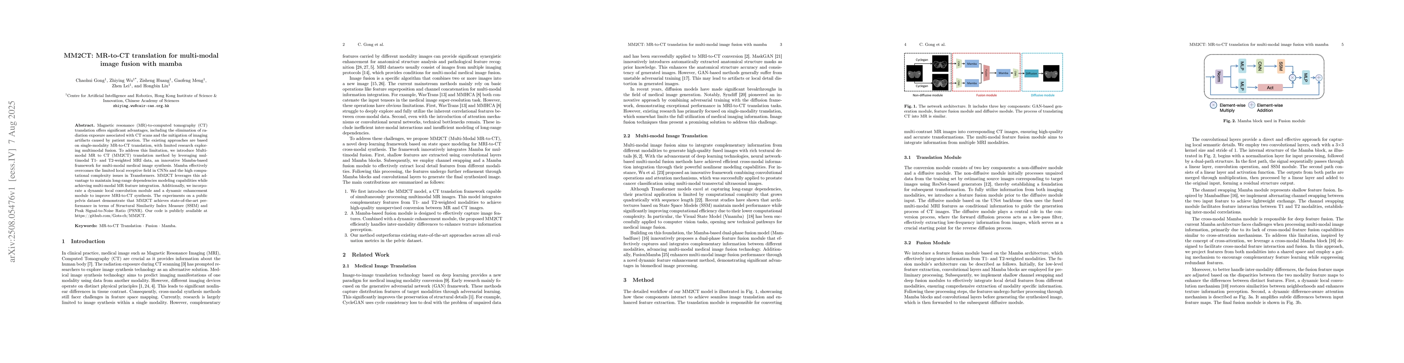 Thumbnail for MM2CT: MR-to-CT translation for multi-modal image fusion with mamba