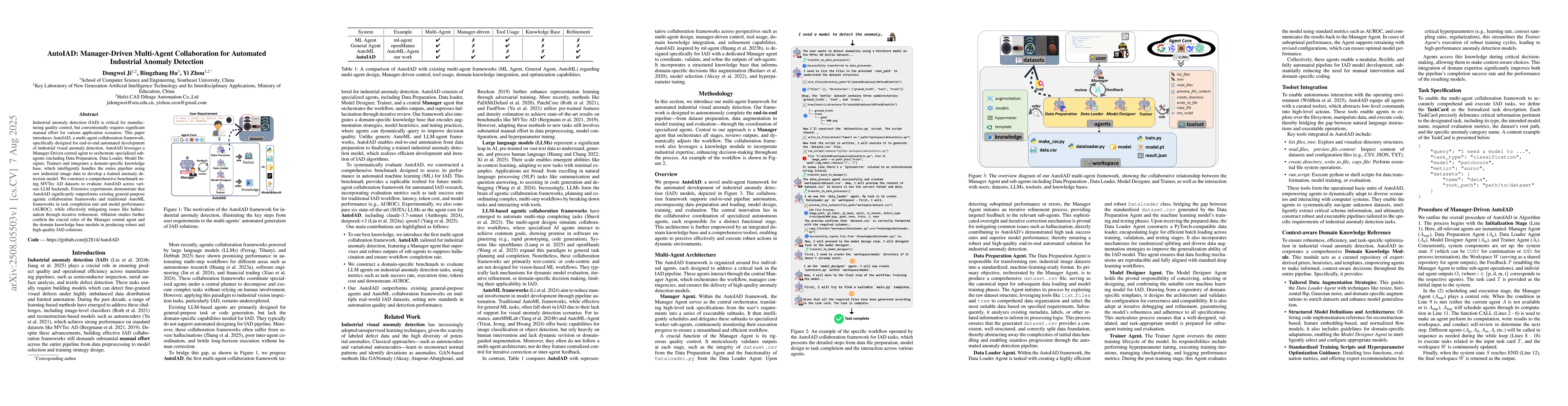 Thumbnail for AutoIAD: Manager-Driven Multi-Agent Collaboration for Automated
  Industrial Anomaly Detection