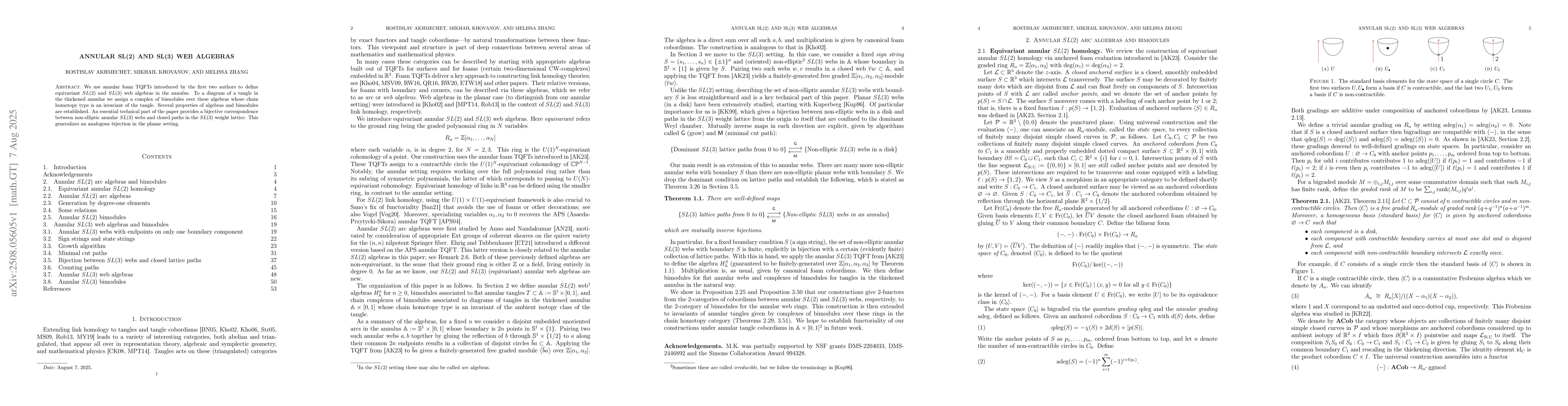 Thumbnail for Annular SL(2) and SL(3) web algebras