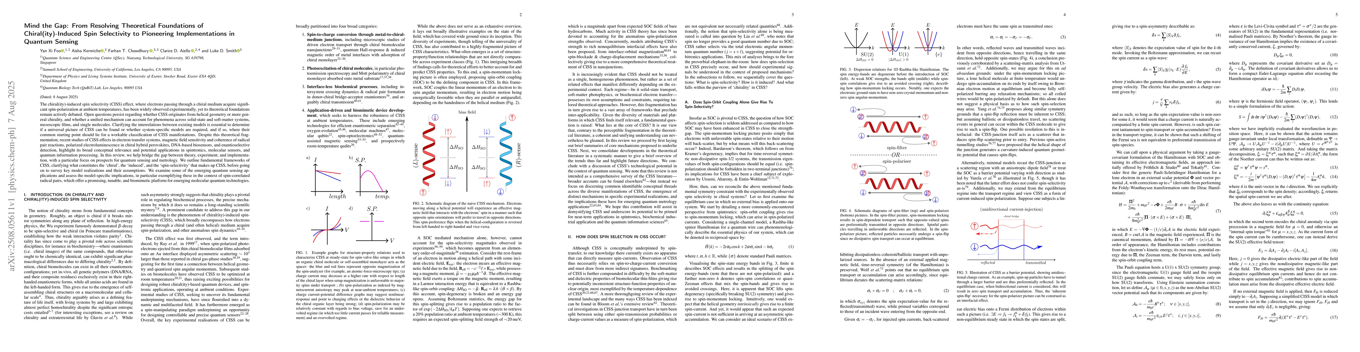 Thumbnail for Mind the Gap: From Resolving Theoretical Foundations of
  Chiral(ity)-Induced Spin Selectivity to Pioneering Implementations in Quantum
  Sensing