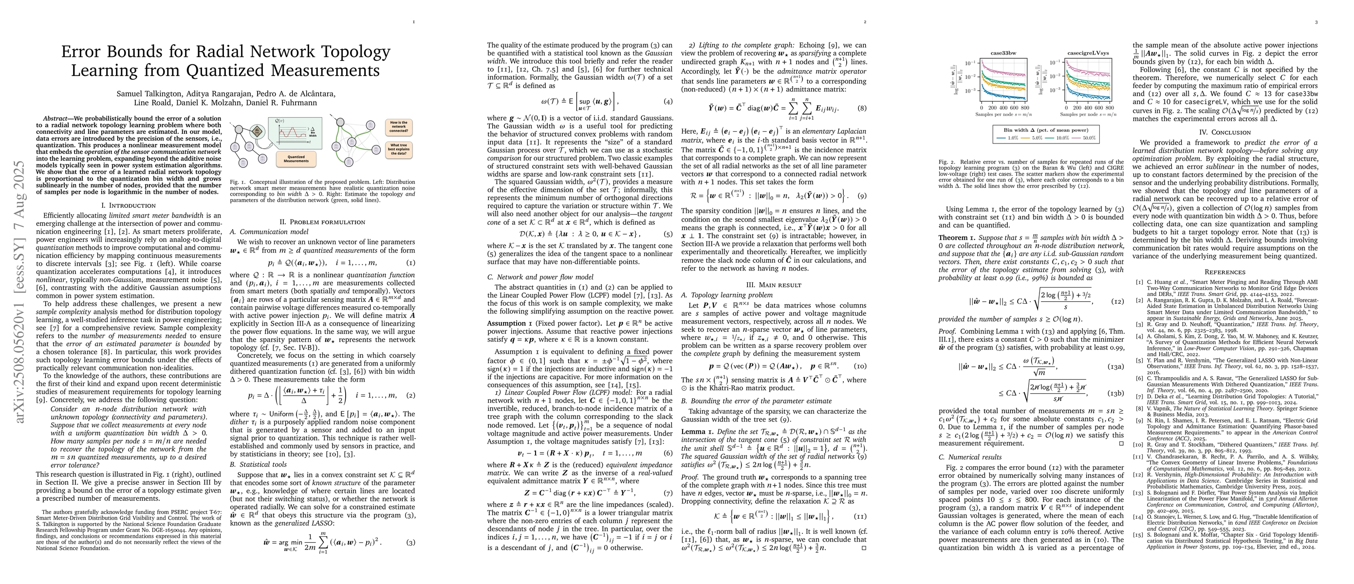 Thumbnail for Error Bounds for Radial Network Topology Learning from Quantized
  Measurements