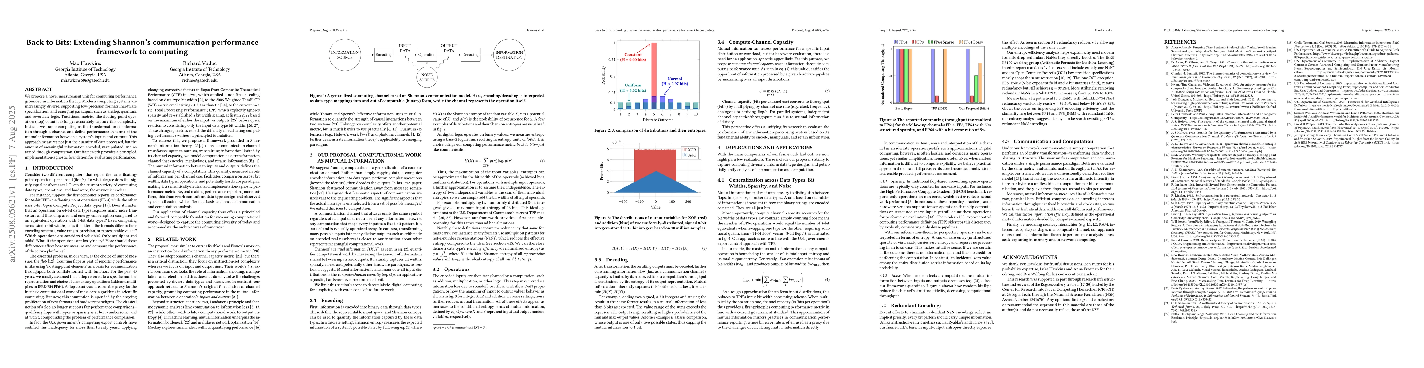 Thumbnail for Back to Bits: Extending Shannon's communication performance framework to
  computing