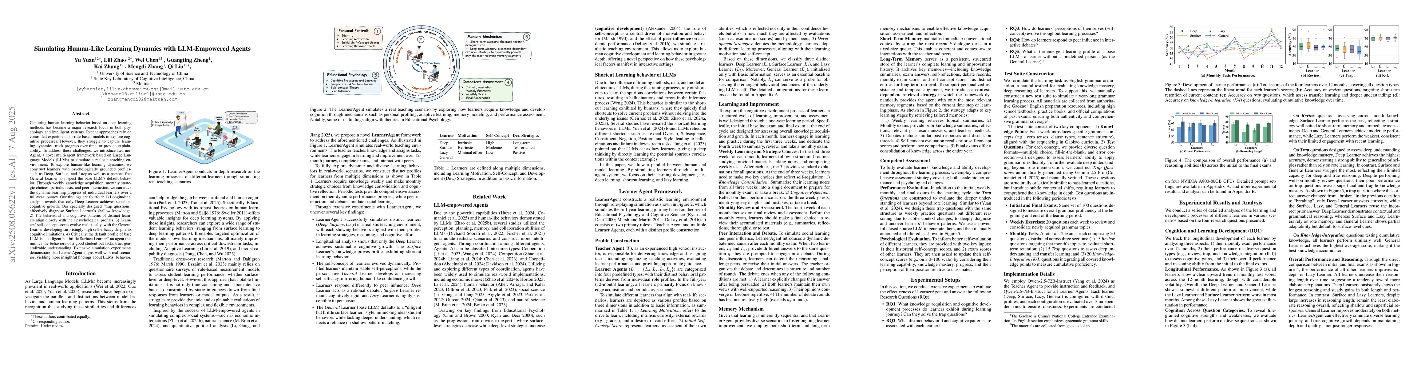 Thumbnail for Simulating Human-Like Learning Dynamics with LLM-Empowered Agents