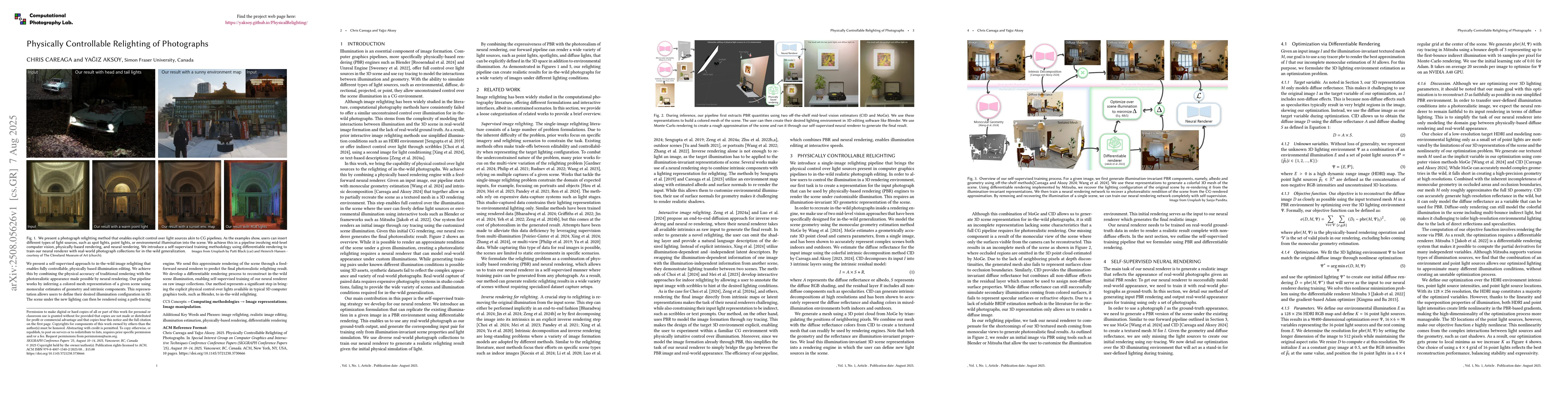 Thumbnail for Physically Controllable Relighting of Photographs
