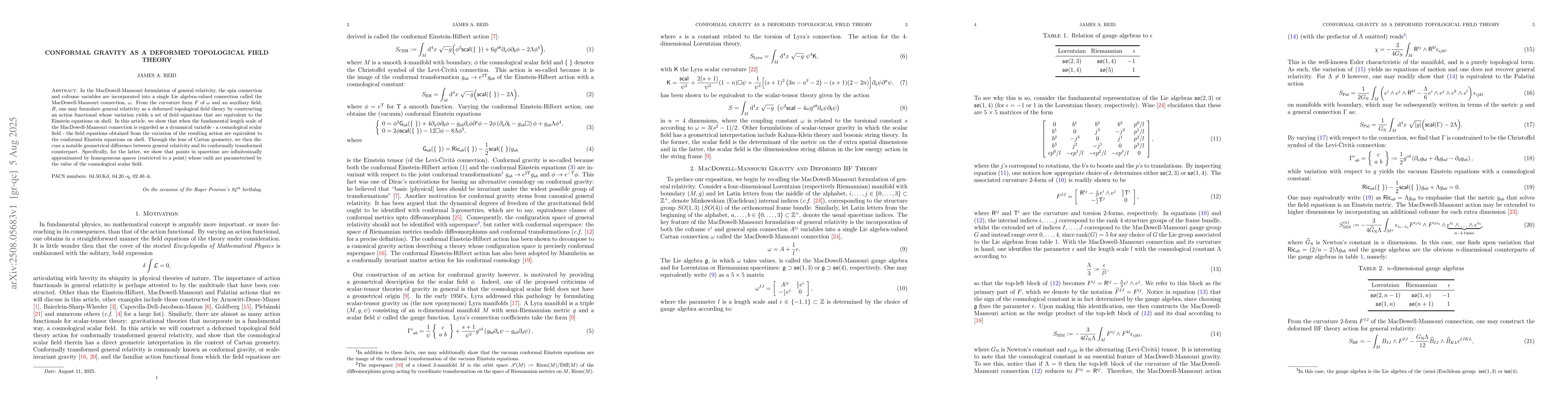 Thumbnail for Conformal Gravity as a Deformed Topological Field Theory