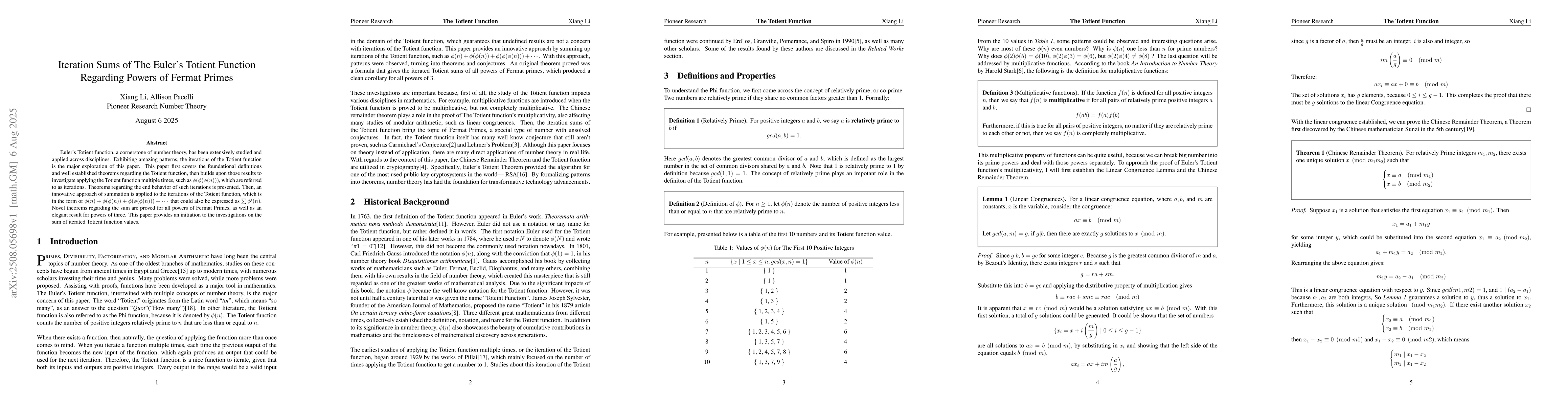 Thumbnail for Iteration Sums of The Euler Totient Function Regarding Powers of Fermat
  Primes