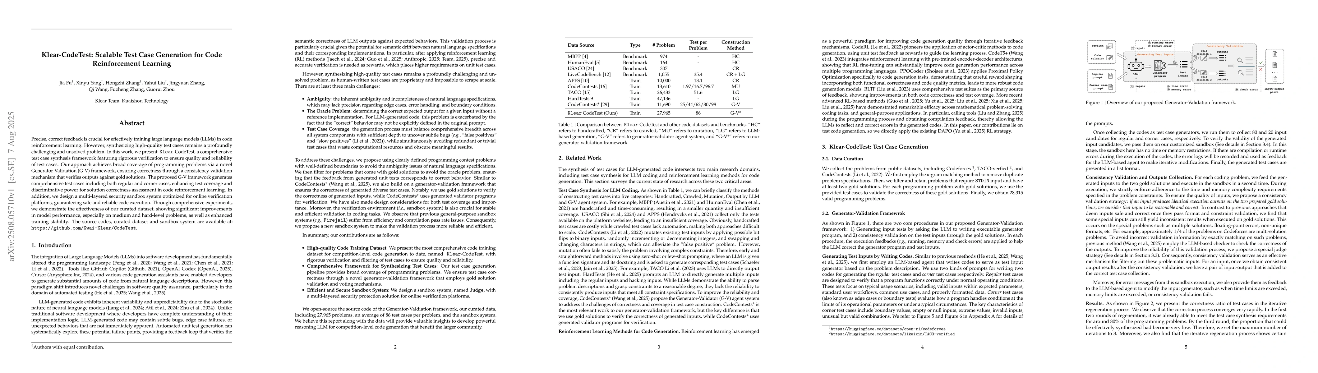 Thumbnail for Klear-CodeTest: Scalable Test Case Generation for Code Reinforcement
  Learning