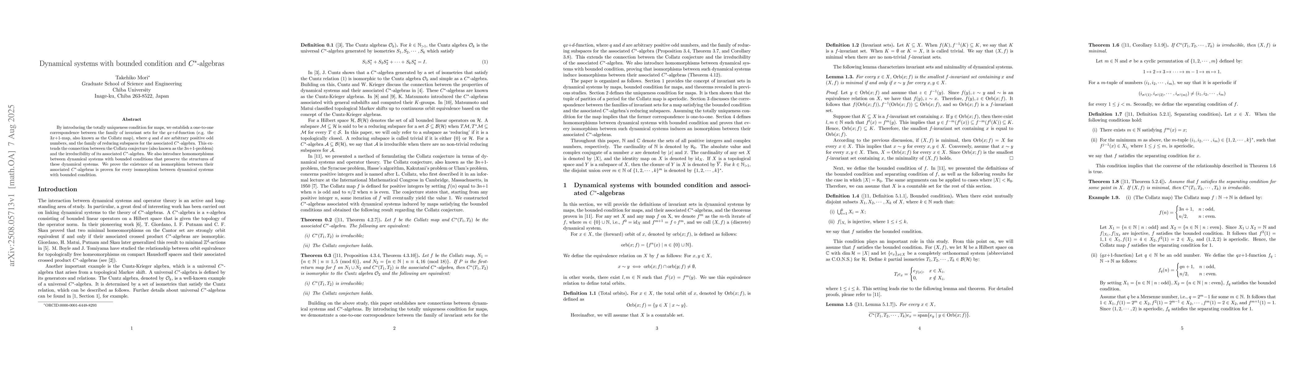 Thumbnail for Dynamical Systems with Bounded Condition and $C^{*}$-algebras