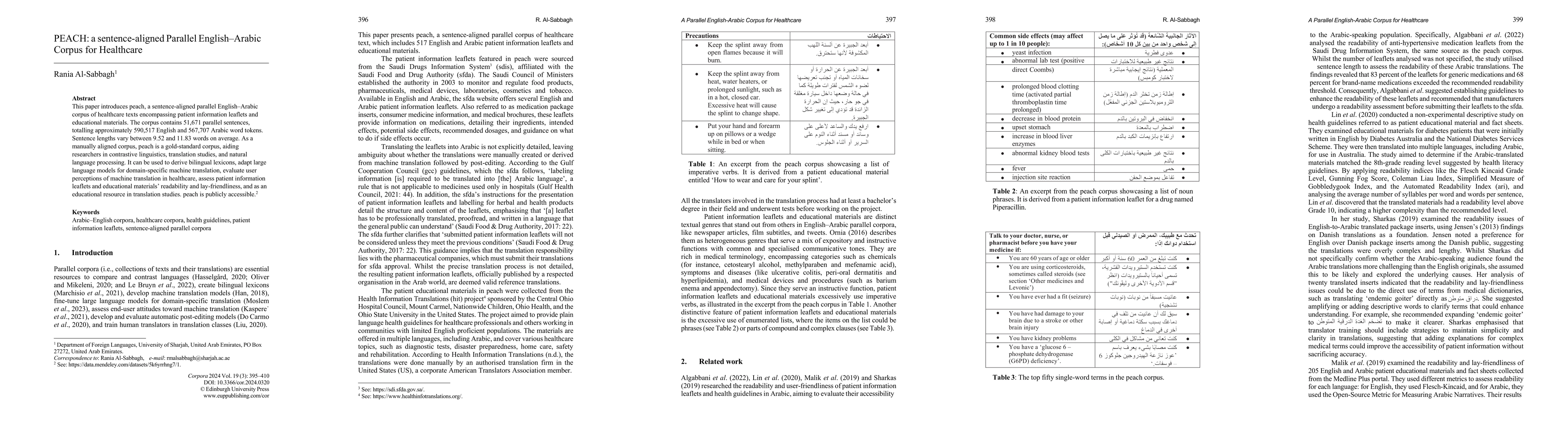 Thumbnail for PEACH: A sentence-aligned Parallel English-Arabic Corpus for Healthcare