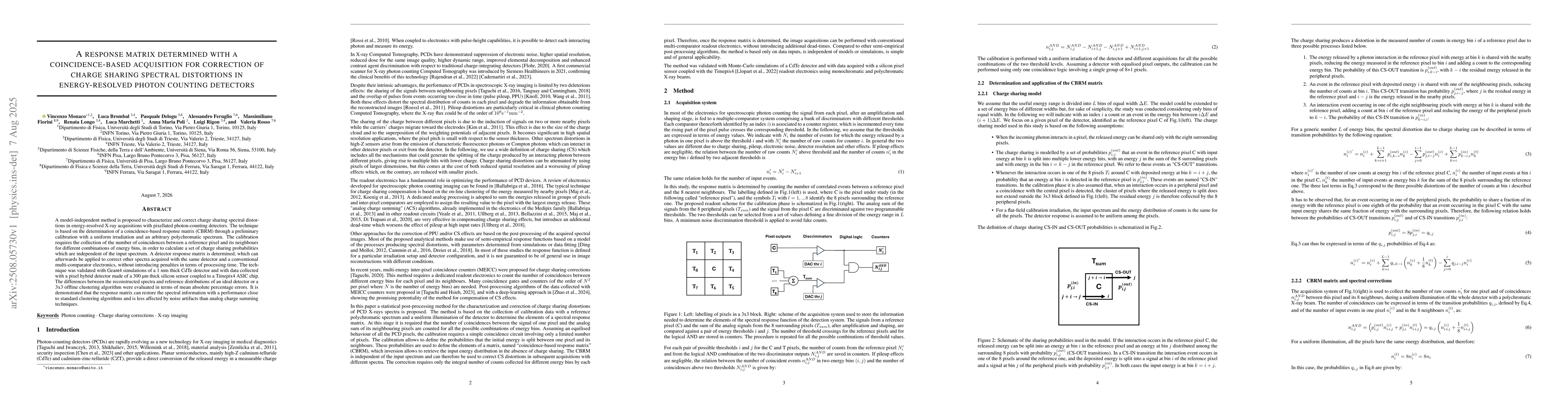 Thumbnail for A response matrix determined with a coincidence-based acquisition for
  correction of charge sharing spectral distortions in energy-resolved photon
  counting detectors
