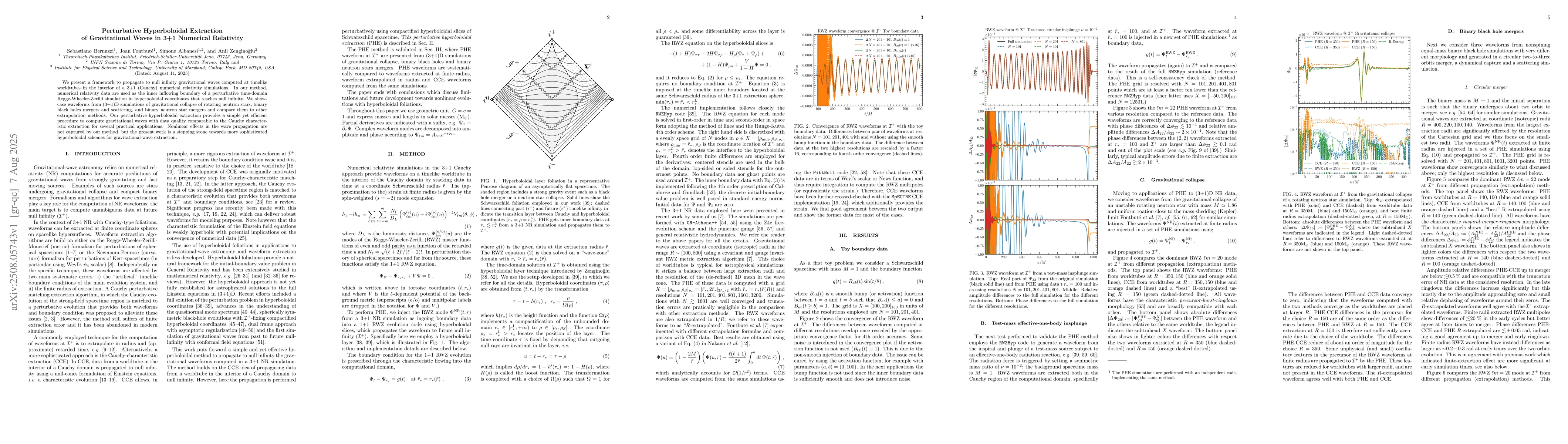 Thumbnail for Perturbative Hyperboloidal Extraction of Gravitational Waves in 3+1
  Numerical Relativity