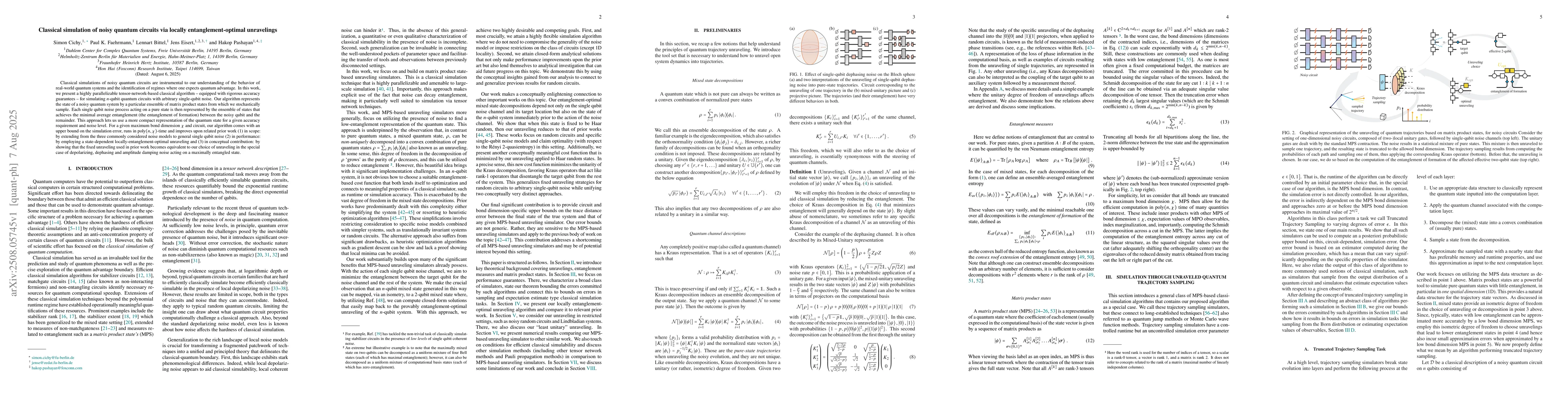 Thumbnail for Classical simulation of noisy quantum circuits via locally
  entanglement-optimal unravelings