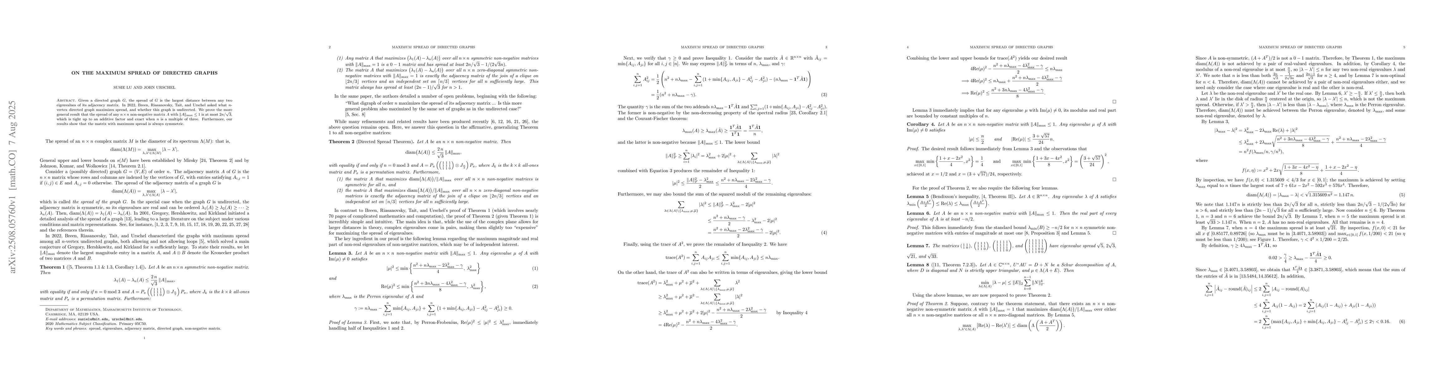 Thumbnail for On the Maximum Spread of Directed Graphs