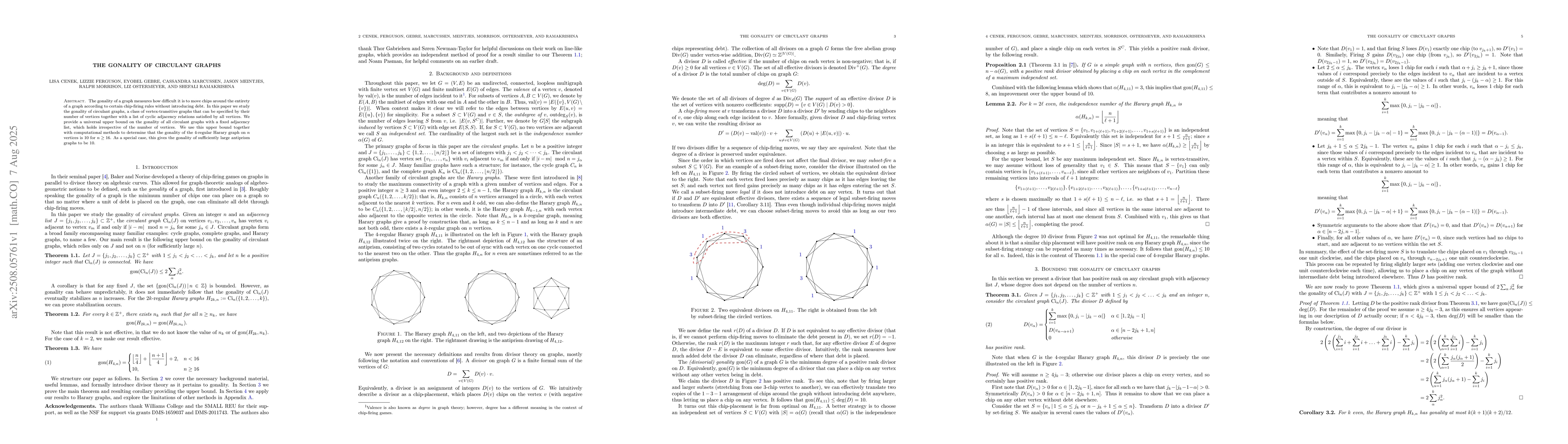 Thumbnail for The gonality of circulant graphs
