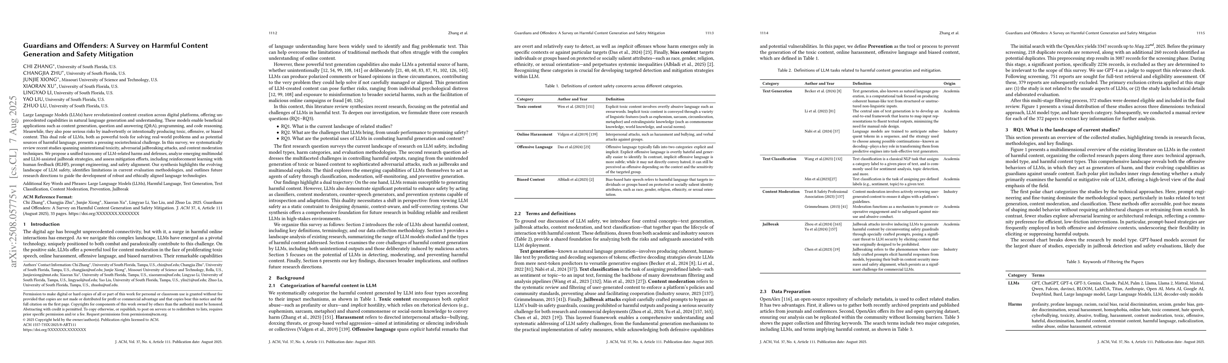 Thumbnail for Guardians and Offenders: A Survey on Harmful Content Generation and
  Safety Mitigation