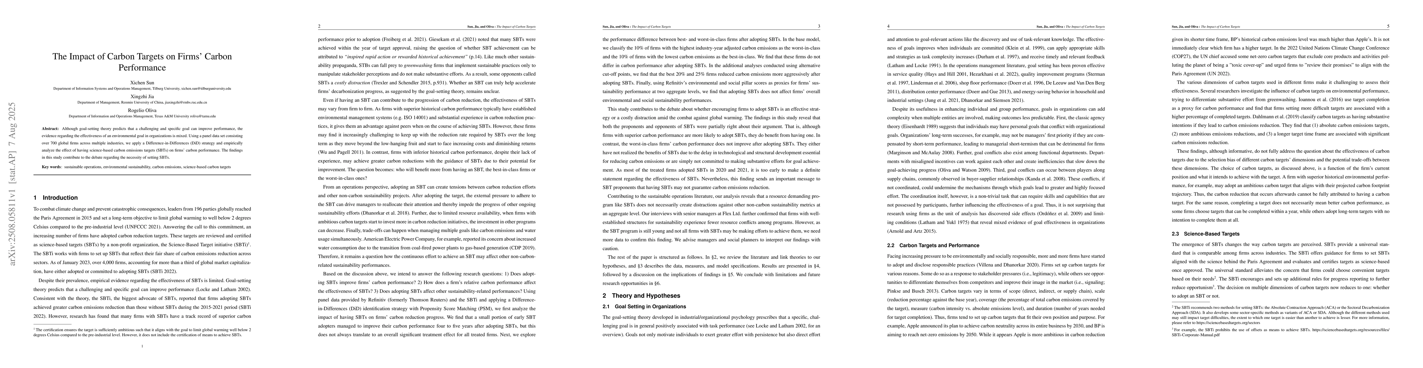 Thumbnail for The Impact of Carbon Targets on Firms' Carbon Performance