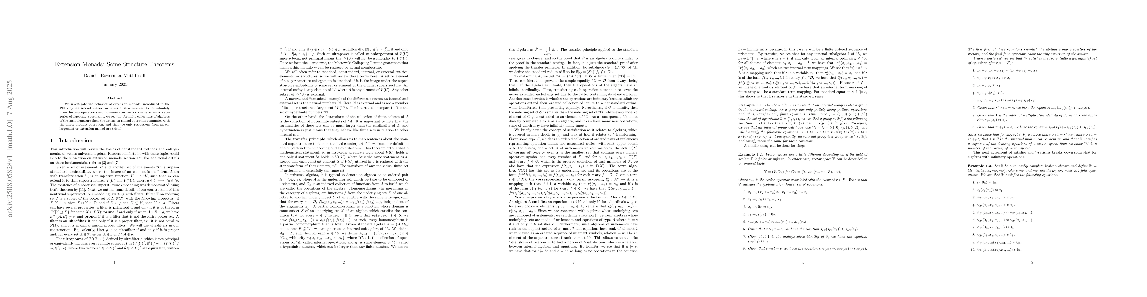 Thumbnail for Extension Monads: Some Structure Theorems