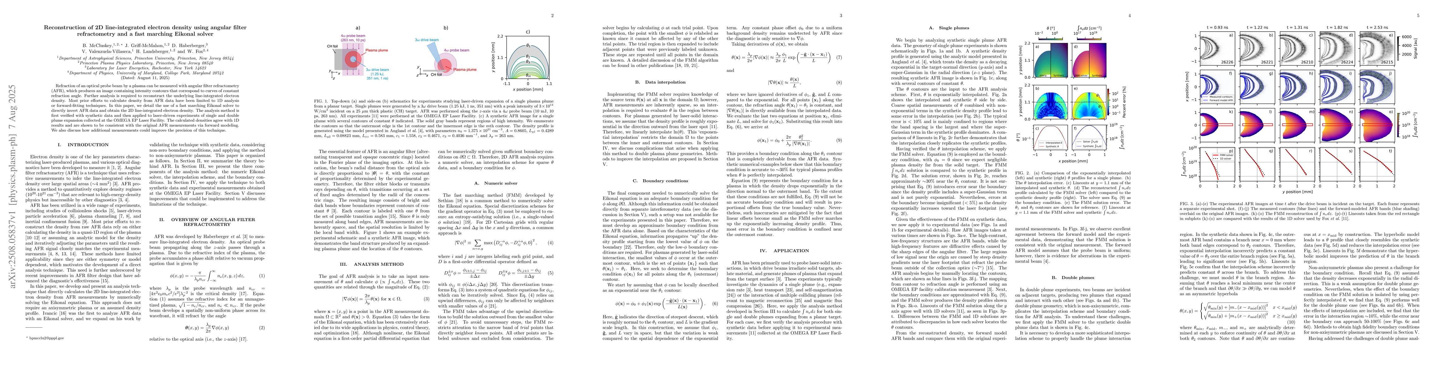 Thumbnail for Reconstruction of 2D line-integrated electron density using angular
  filter refractometry and a fast marching Eikonal solver