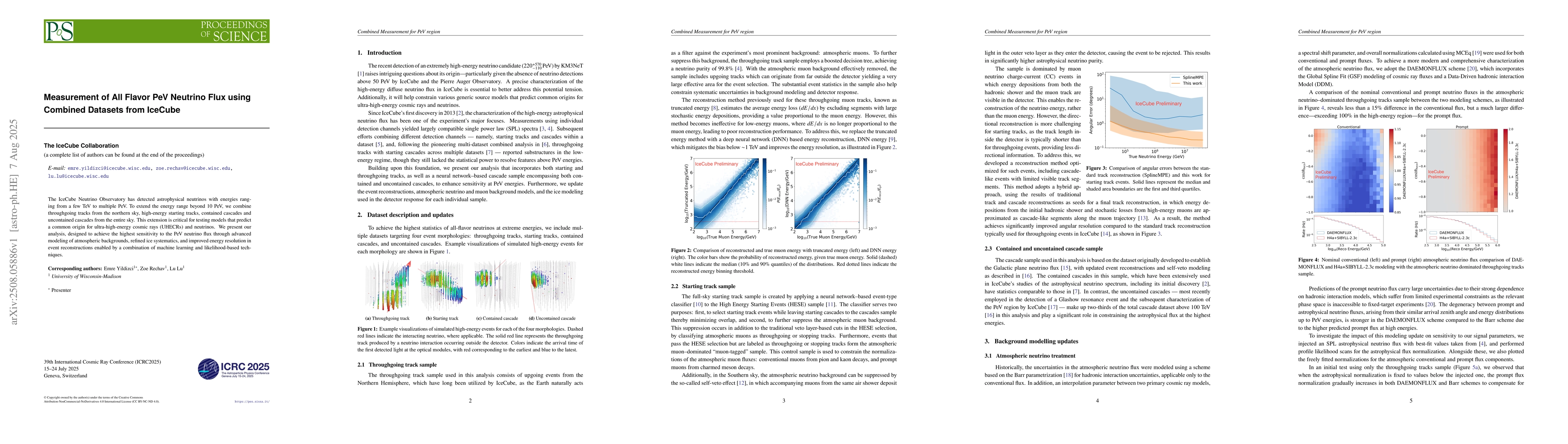 Thumbnail for Measurement of All Flavor PeV Neutrino Flux using Combined Datasets from
  IceCube