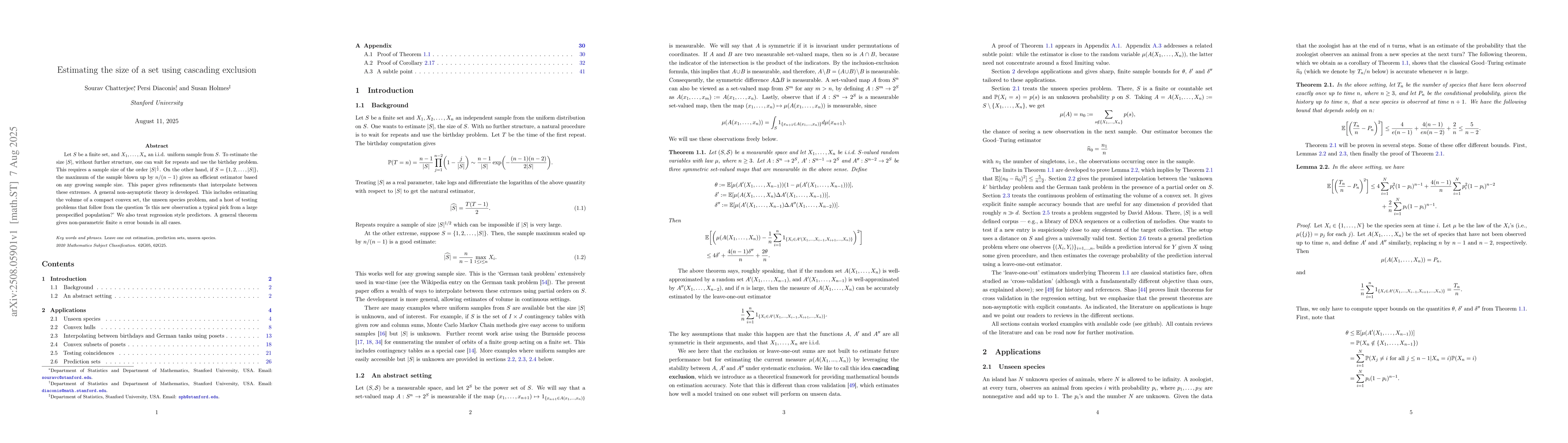 Thumbnail for Estimating the size of a set using cascading exclusion