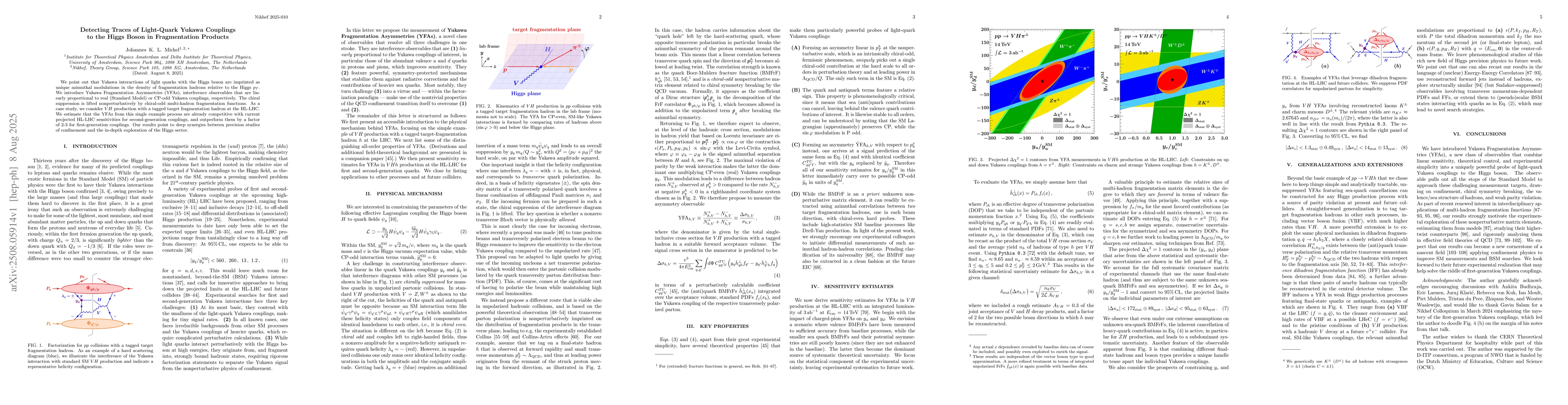 Thumbnail for Detecting Traces of Light-Quark Yukawa Couplings to the Higgs Boson in
  Fragmentation Products