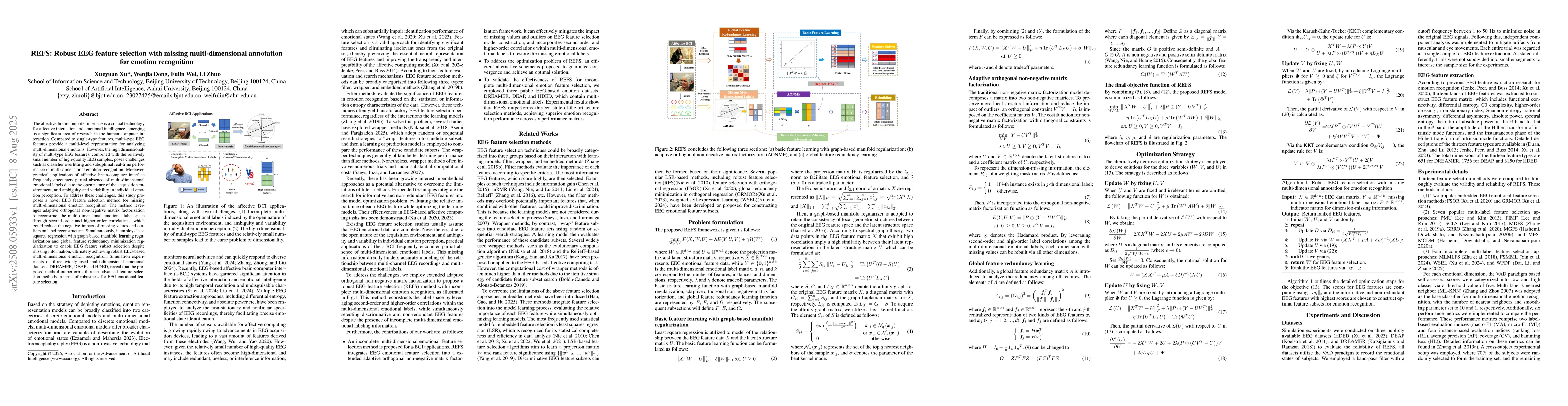 Thumbnail for REFS: Robust EEG feature selection with missing multi-dimensional
  annotation for emotion recognition