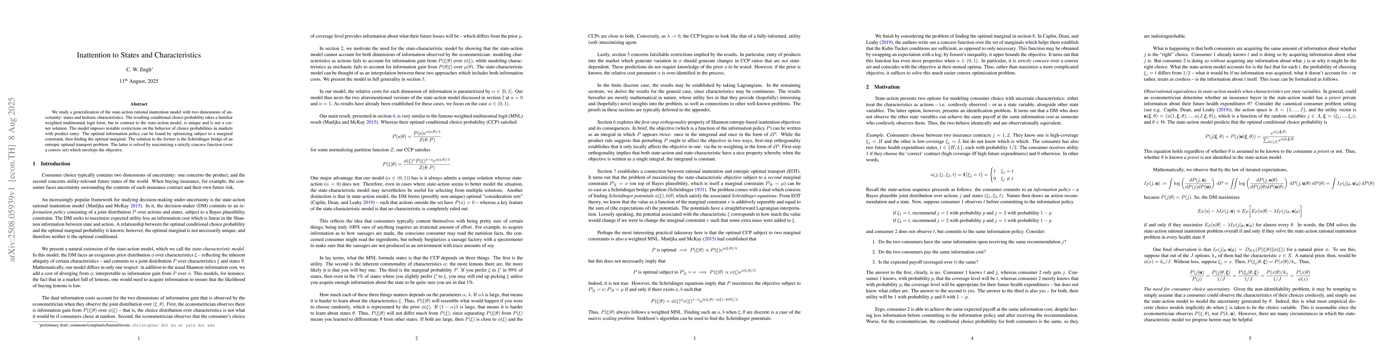 Thumbnail for Inattention to States and Characteristics