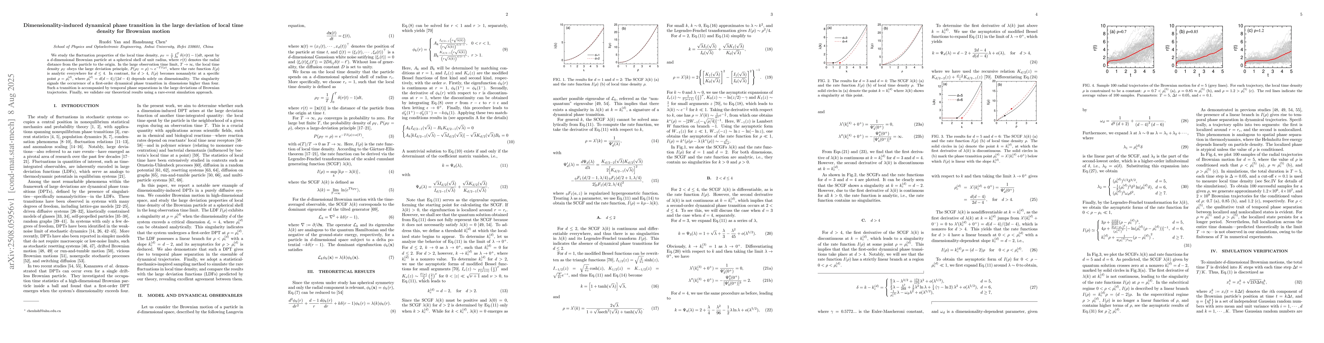 Thumbnail for Dimensionality-induced dynamical phase transition in the large deviation
  of local time density for Brownian motion