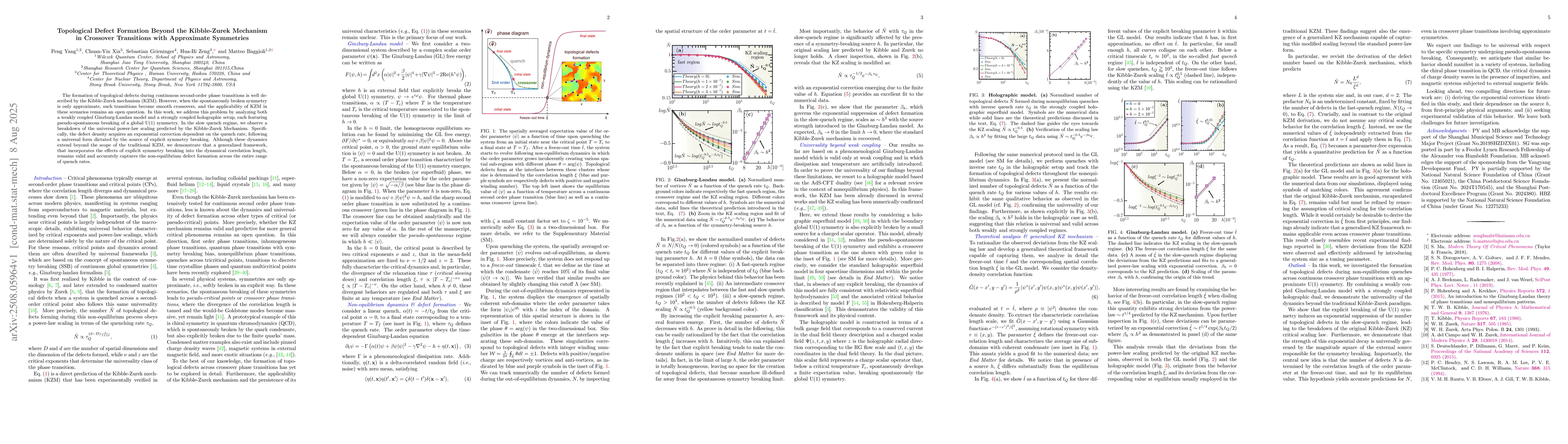 Thumbnail for Topological Defect Formation Beyond the Kibble-Zurek Mechanism in
  Crossover Transitions with Approximate Symmetries