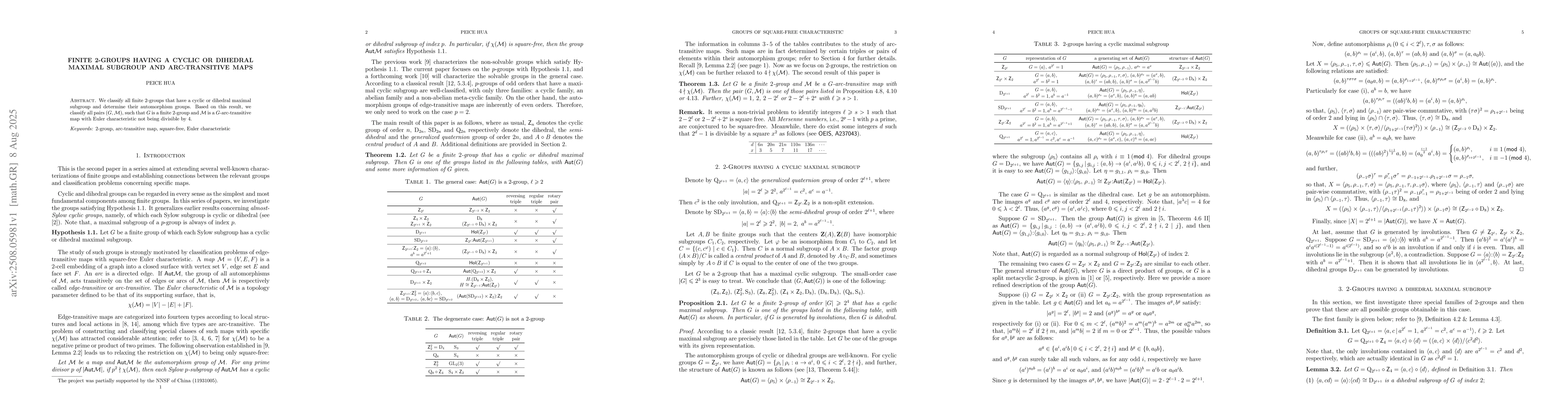 Thumbnail for Finite 2-groups having a cyclic or dihedral maximal subgroup and
  arc-transitive maps