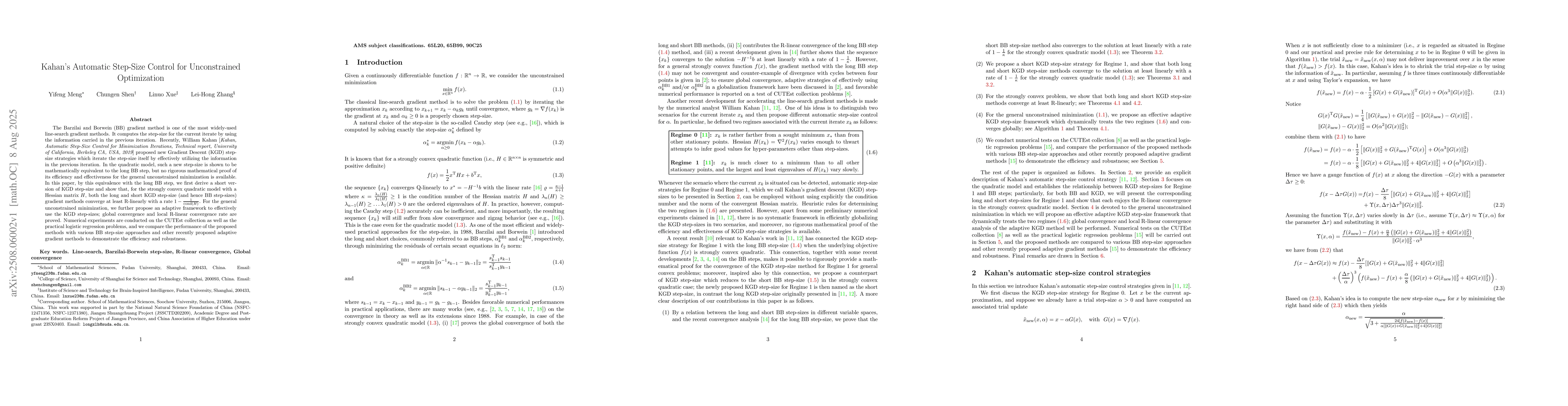 Thumbnail for Kahan's Automatic Step-Size Control for Unconstrained Optimization