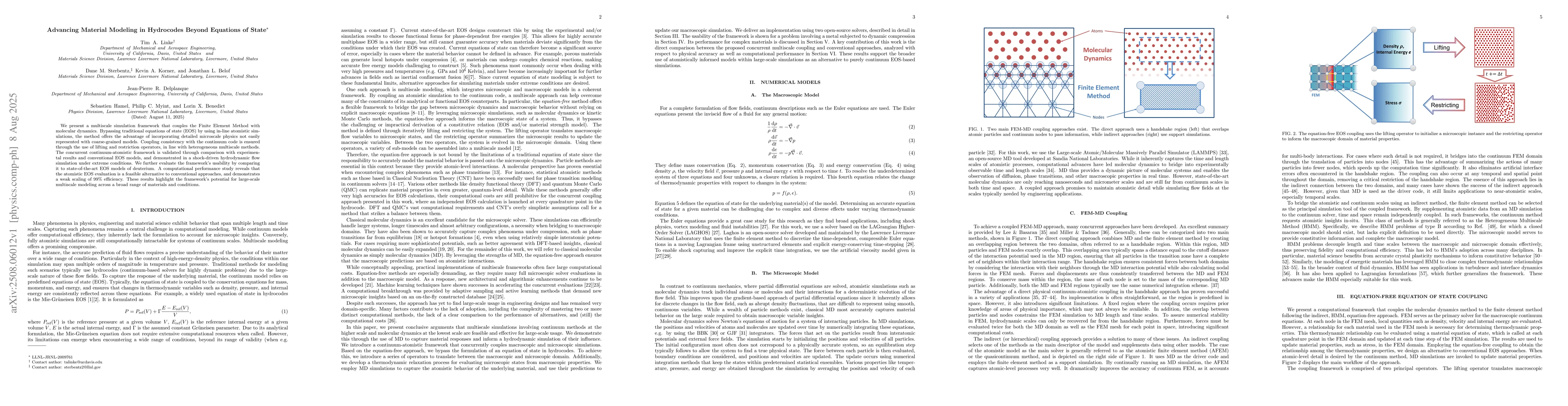 Thumbnail for Advancing Material Modeling in Hydrocodes Beyond Equations of State