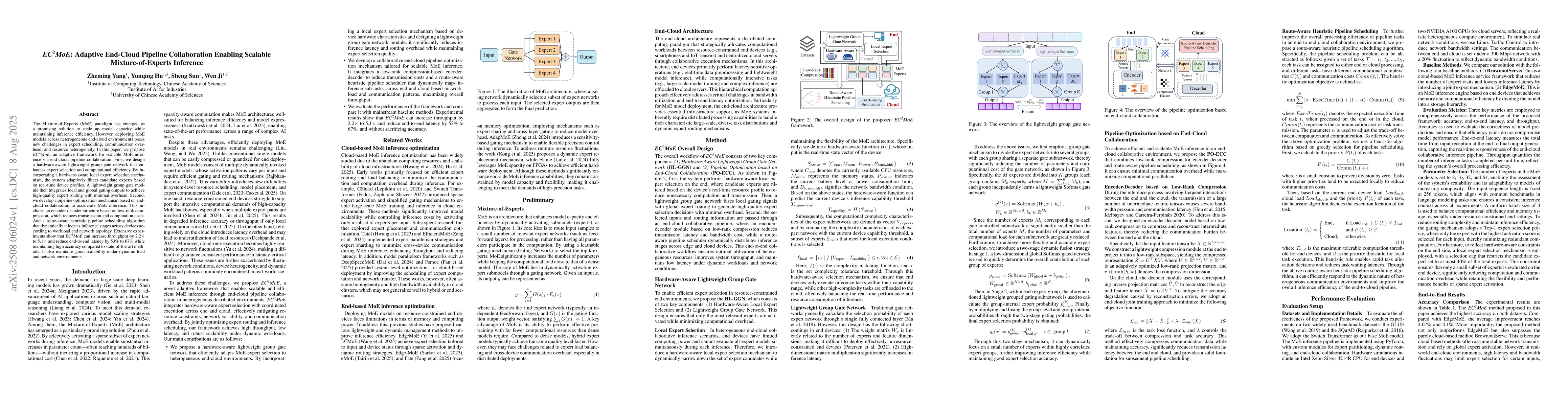 Thumbnail for EC2MoE: Adaptive End-Cloud Pipeline Collaboration Enabling Scalable
  Mixture-of-Experts Inference
