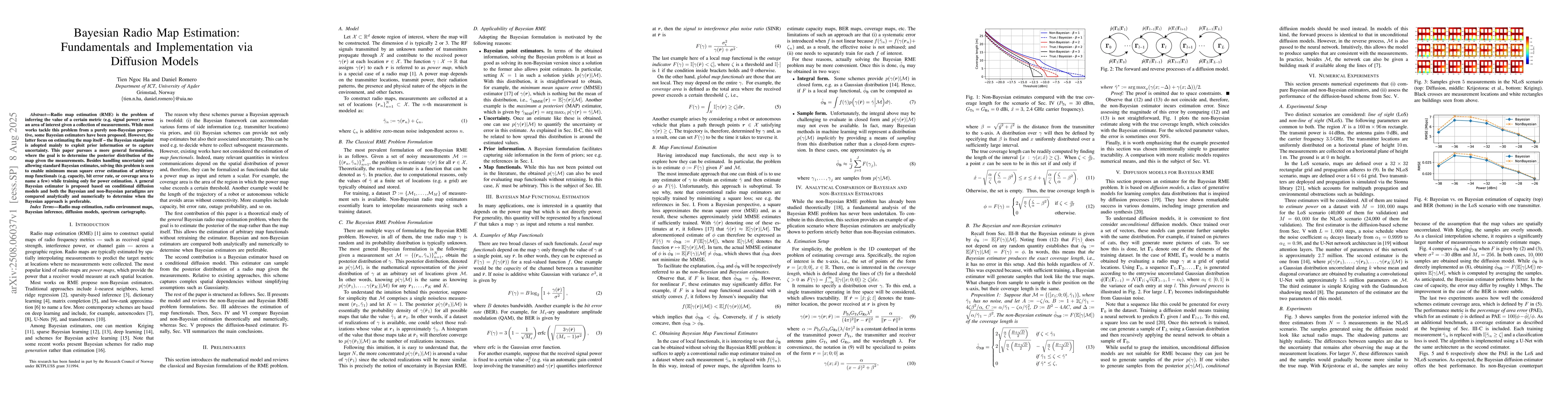 Thumbnail for Bayesian Radio Map Estimation: Fundamentals and Implementation via
  Diffusion Models