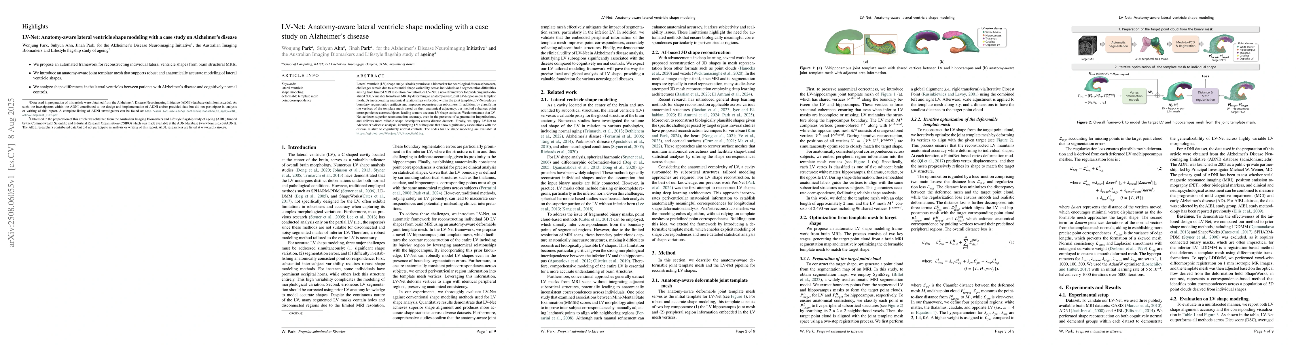 Thumbnail for LV-Net: Anatomy-aware lateral ventricle shape modeling with a case study
  on Alzheimer's disease, the Australian Imaging Biomarkers and Lifestyle
  flagship study of ageing