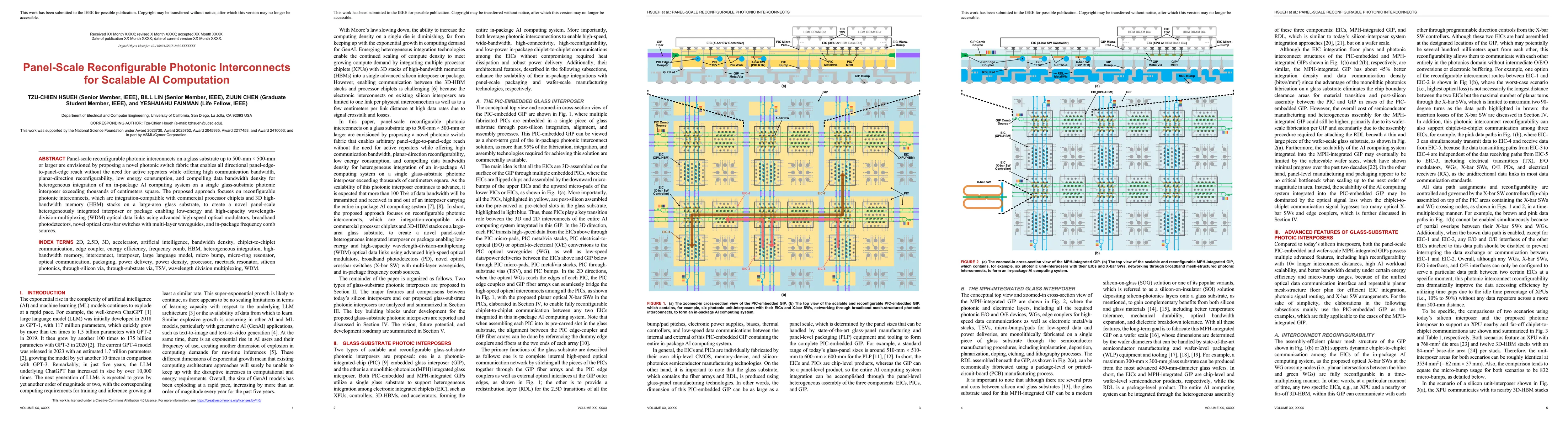 Thumbnail for Panel-Scale Reconfigurable Photonic Interconnects for Scalable AI
  Computation