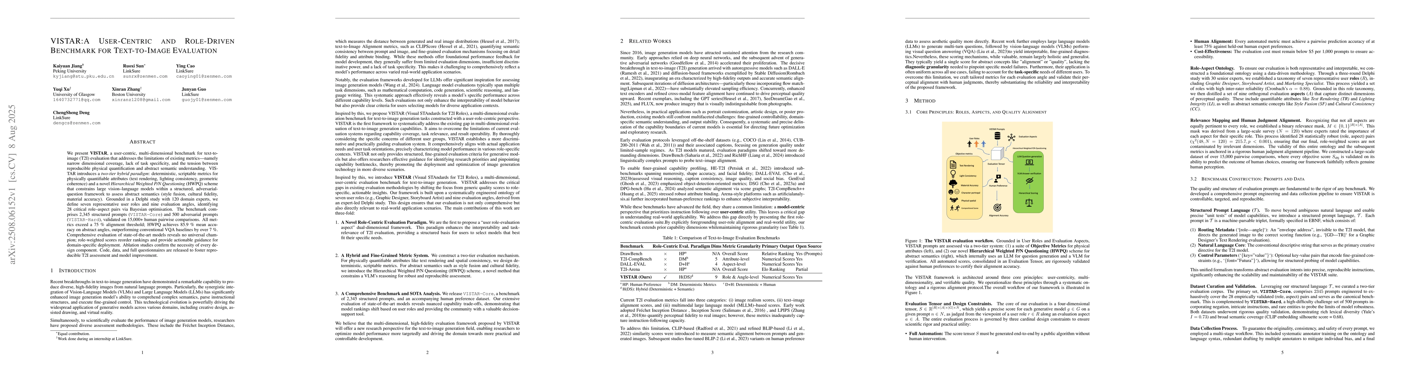 Thumbnail for VISTAR:A User-Centric and Role-Driven Benchmark for Text-to-Image
  Evaluation