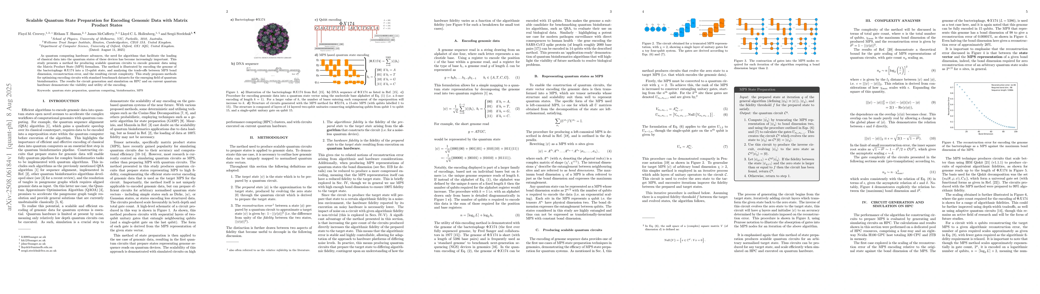 Thumbnail for Scalable Quantum State Preparation for Encoding Genomic Data with Matrix
  Product States