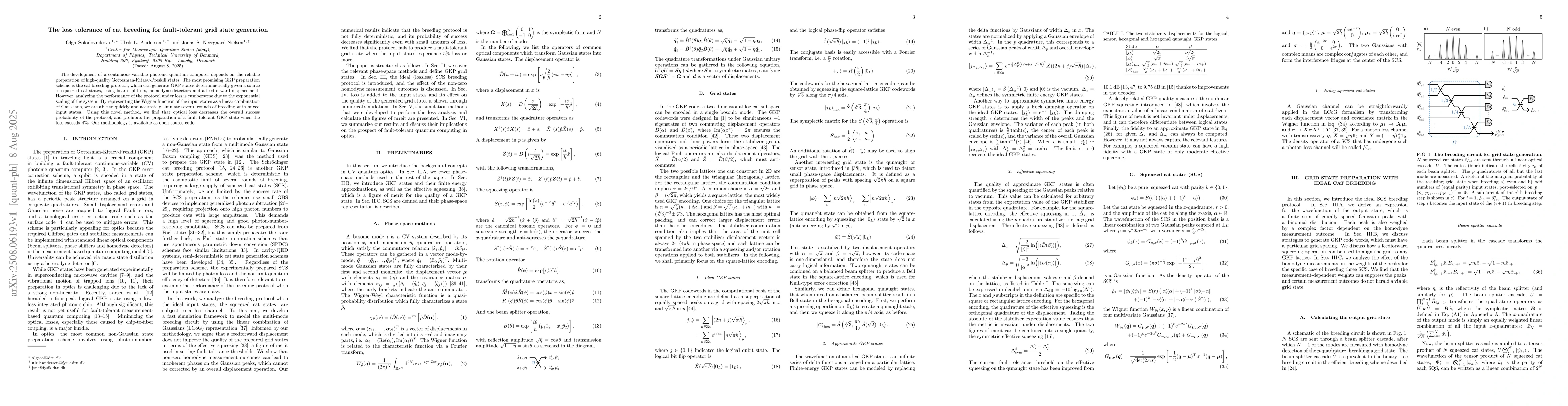 Thumbnail for The loss tolerance of cat breeding for fault-tolerant grid state
  generation