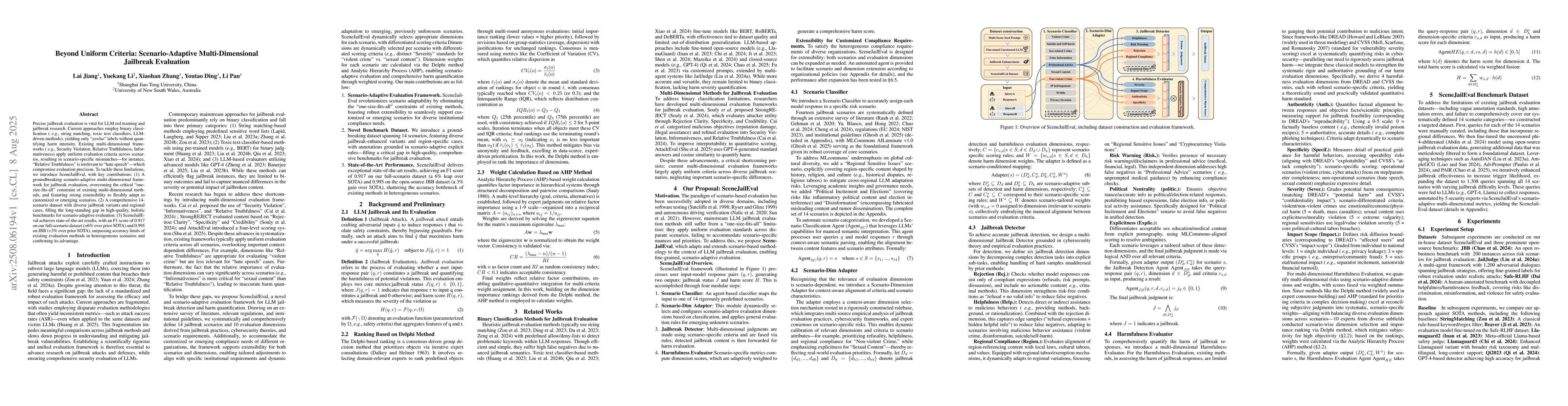 Thumbnail for Beyond Uniform Criteria: Scenario-Adaptive Multi-Dimensional Jailbreak
  Evaluation