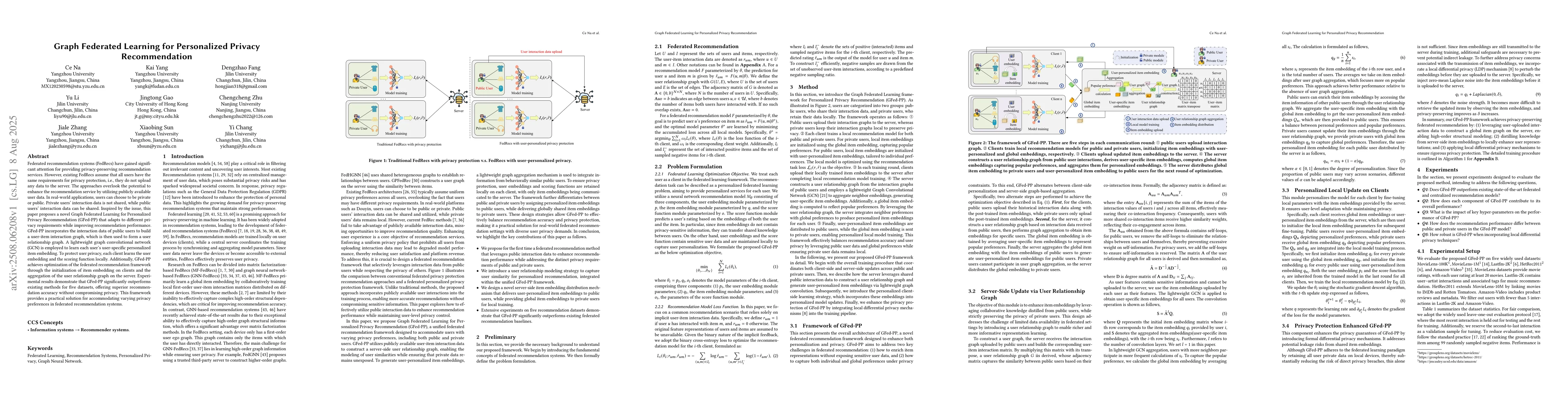 Thumbnail for Graph Federated Learning for Personalized Privacy Recommendation