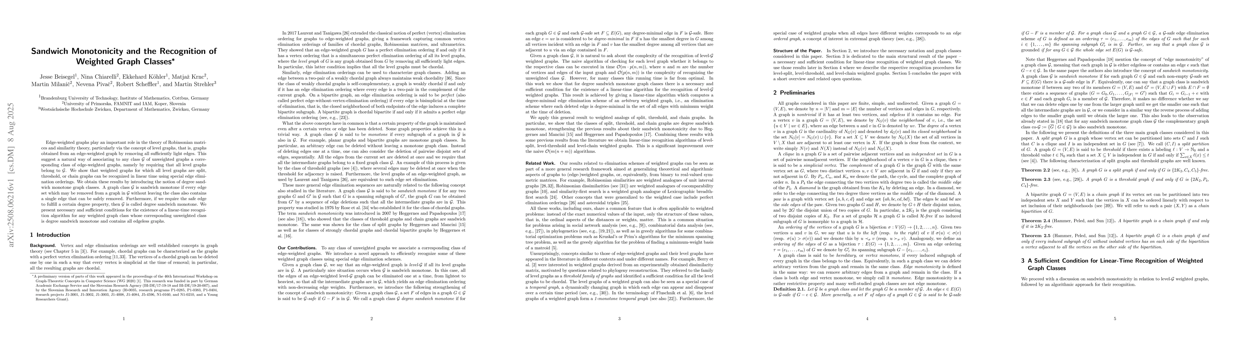 Thumbnail for Sandwich Monotonicity and the Recognition of Weighted Graph Classes