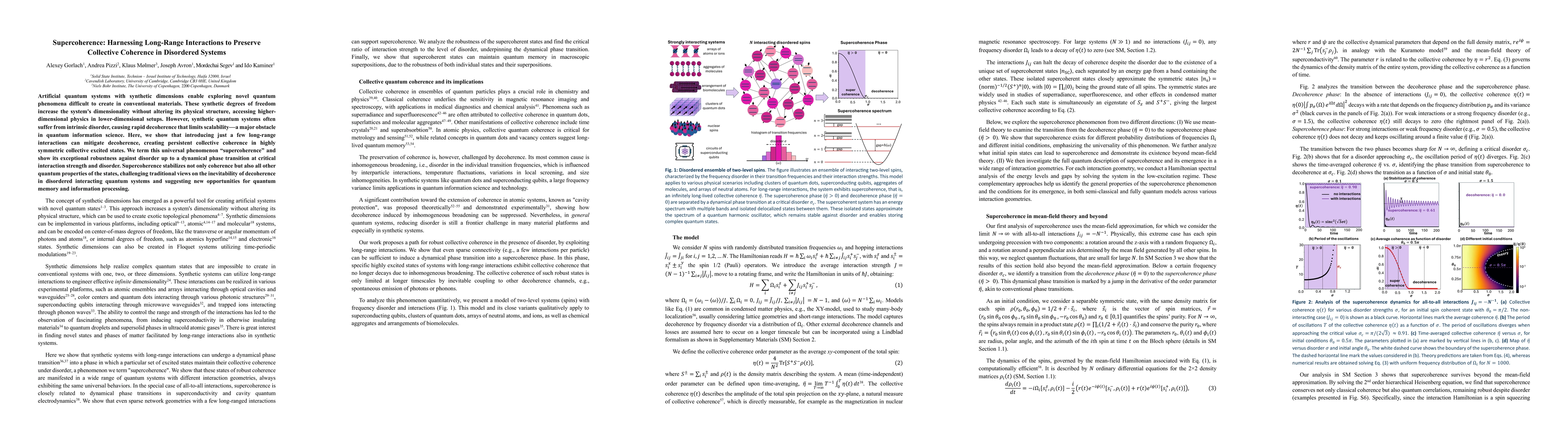 Thumbnail for Supercoherence: Harnessing Long-Range Interactions to Preserve
  Collective Coherence in Disordered Systems