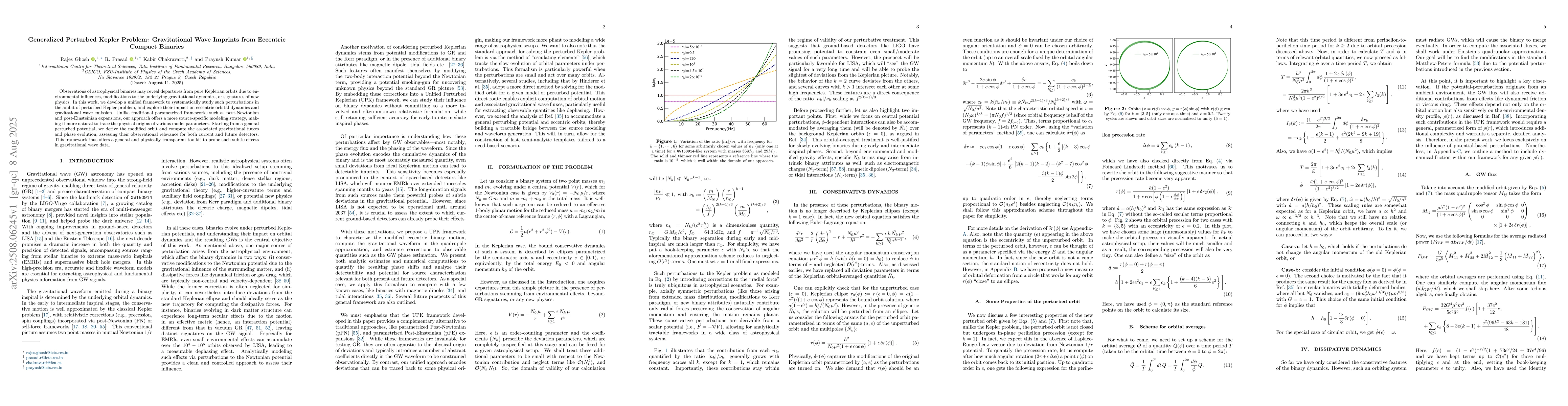 Thumbnail for Generalized Perturbed Kepler Problem: Gravitational Wave Imprints from
  Eccentric Compact Binaries