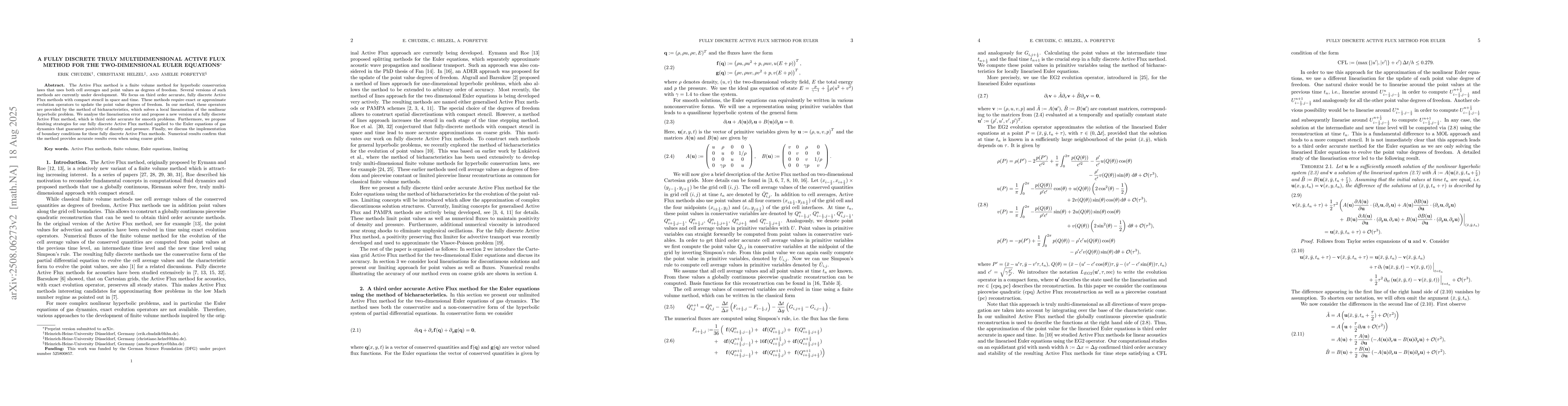 Thumbnail for A Fully Discrete Truly Multidimensional Active Flux Method For The
  Two-Dimensional Euler Equations