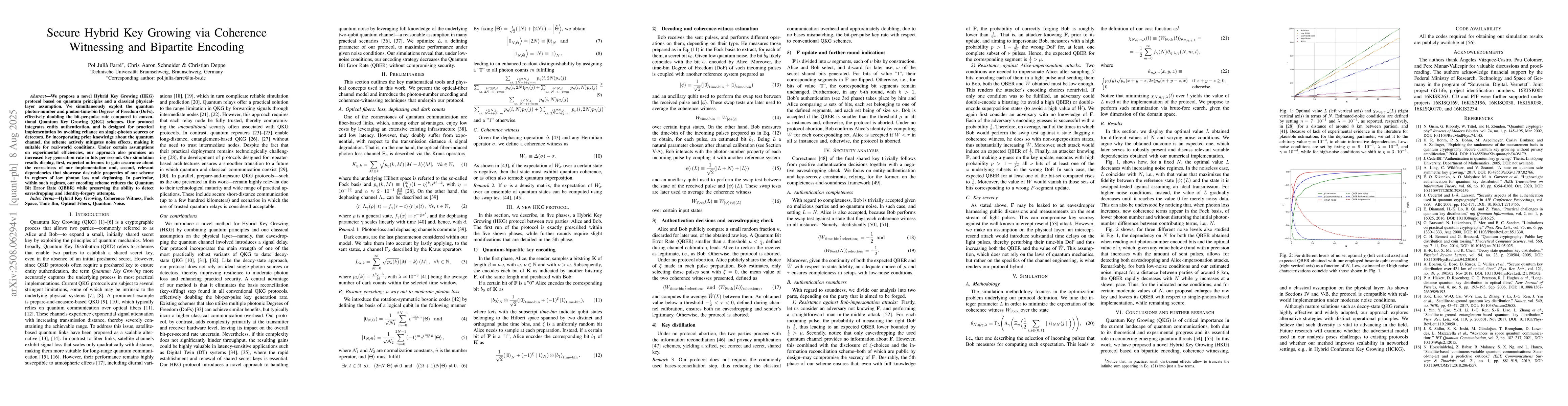 Thumbnail for Secure Hybrid Key Growing via Coherence Witnessing and Bipartite
  Encoding
