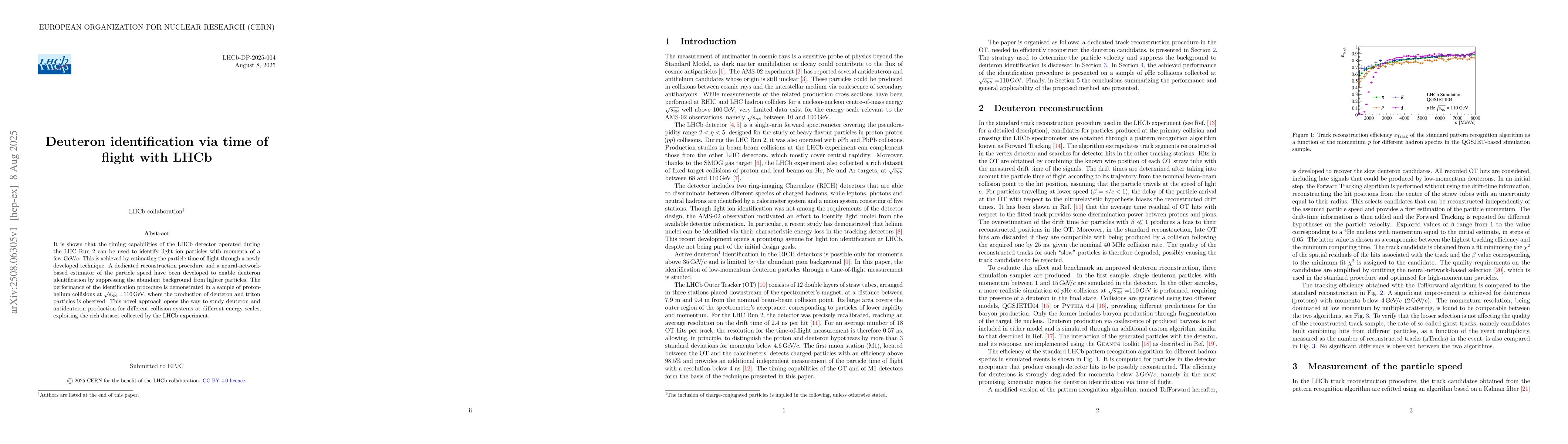 Thumbnail for Deuteron identification via time of flight with LHCb