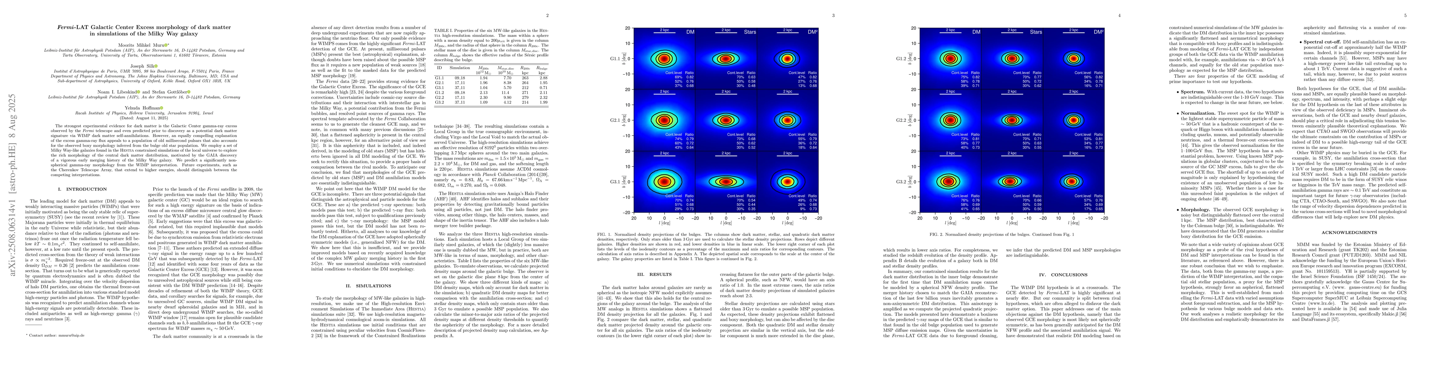 Thumbnail for Fermi-LAT Galactic Center Excess morphology of dark matter in
  simulations of the Milky Way galaxy