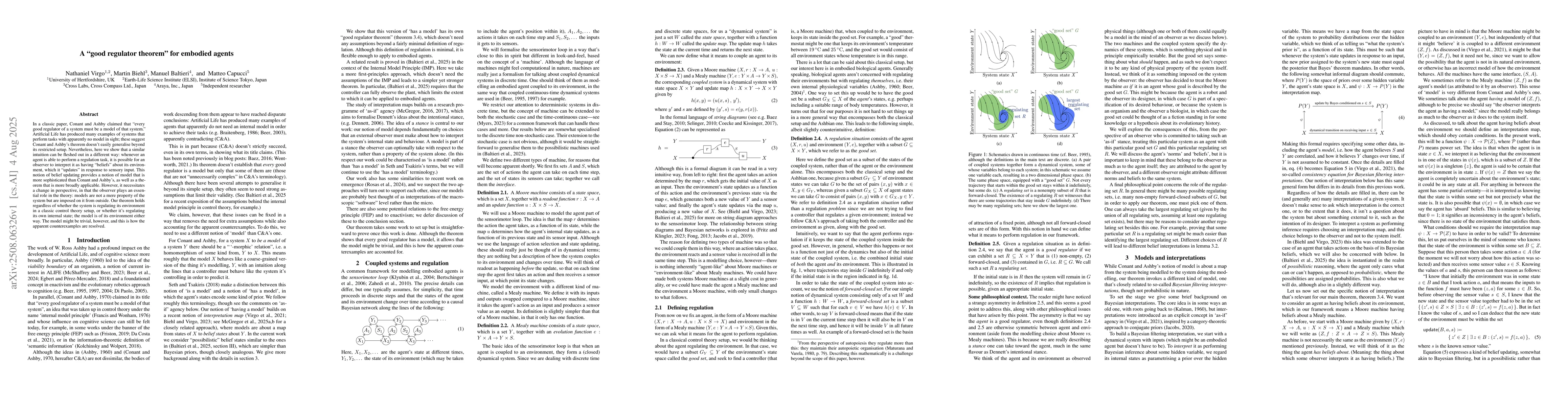 Thumbnail for A "good regulator theorem" for embodied agents