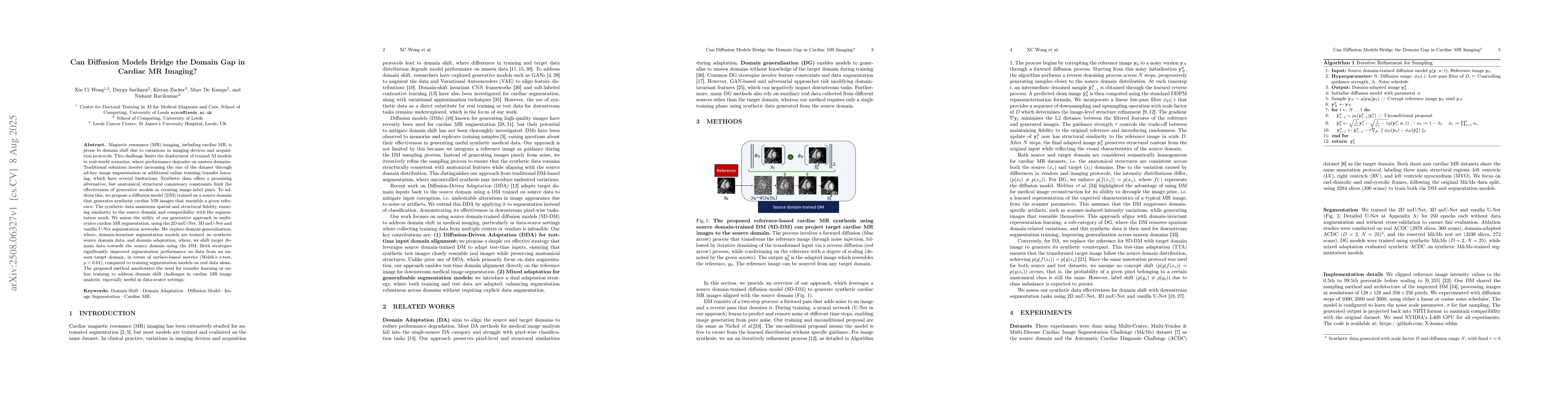 Thumbnail for Can Diffusion Models Bridge the Domain Gap in Cardiac MR Imaging?